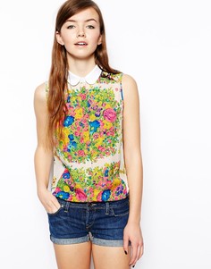 Блузка без рукавов с ярким cмешанным цветочным принтом ASOS-Мульти