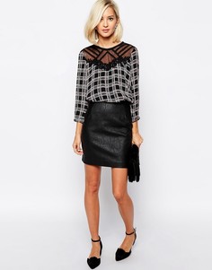 Мини-юбка в кожаном стиле River Island-Черный