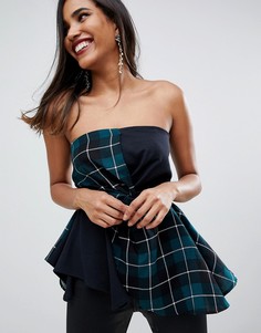 Топ-бандо в клетку с асимметричным краем ASOS DESIGN-Мульти
