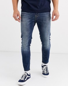 Темно-синие укороченные джинсы скинни ASOS DESIGN-Синий