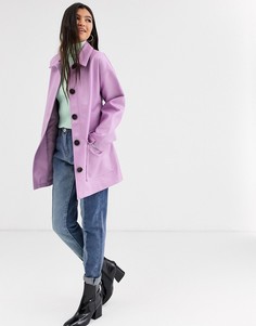 Лавандовая куртка из искусственной кожи с поясом ASOS DESIGN-Фиолетовый