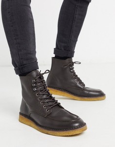 Коричневые ботинки на крепированной подошве со шнуровкой Selected Homme-Коричневый