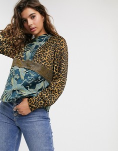 Топ с леопардовым/цветочным принтом Maison Scotch-Мульти
