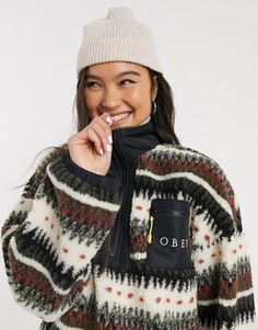 Флисовый oversize-топ с логотипом на кармане Obey-Черный