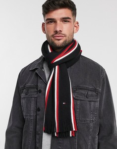 Черный шарф с полосками Tommy Hilfiger