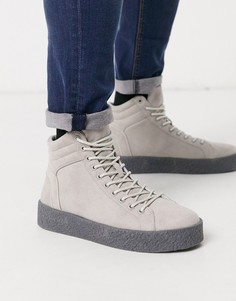 Серые высокие кеды с каучуковой подошвой ASOS DESIGN-Серый