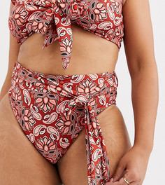Красные плавки бикини с завышенной талией эксклюзивно от Peek & Beau Curve-Красный