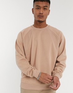 Свободный свитшот в рубчик ASOS DESIGN-Бежевый