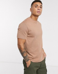 Светло-коричневая футболка в тонкую полоску River Island-Светло-коричневый