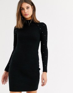 Платье мини крупной вязки с заклепками ASOS DESIGN Tall-Черный