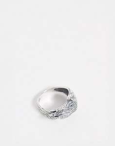 Серебряное незамкнутое кольцо с отделкой в виде орла ASOS DESIGN-Серебряный