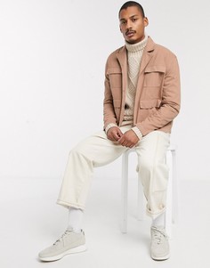 Джинсовая куртка с отложным воротником ASOS DESIGN-Светло-коричневый
