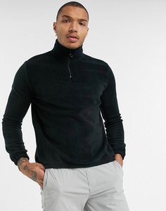 Черный флисовый свитшот с короткой молнией ASOS DESIGN