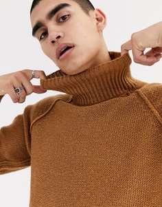 Коричневая oversize-водолазка с отделочными швами ASOS DESIGN-Светло-коричневый