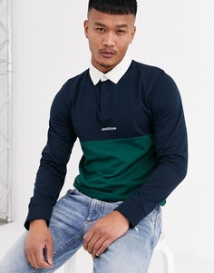 Темно-синее поло с логотипом Jack & Jones-Темно-синий