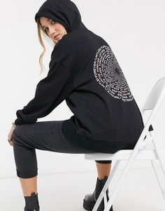 Розовый худи с надписью \"forever\" по спирали на спине ASOS DESIGN-Черный