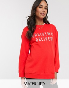 Свитшот с надписью \"christmas delivery\" эксклюзивно для ASOS DESIGN Maternity-Красный