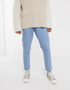 Голубые джинсы с необработанными краями ASOS DESIGN-Синий