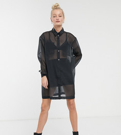 Черная oversize-рубашка из органзы Monki-Черный