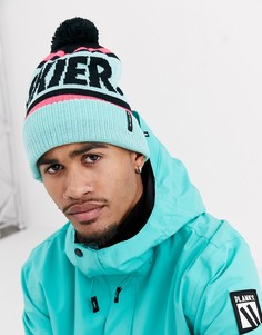 Синяя/розовая шапка-бини с помпоном Planks-Синий