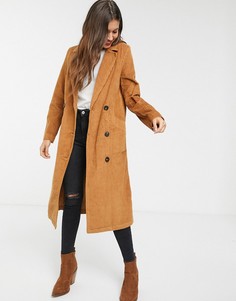 Вельветовый тренч мидакси ASOS DESIGN-Светло-коричневый