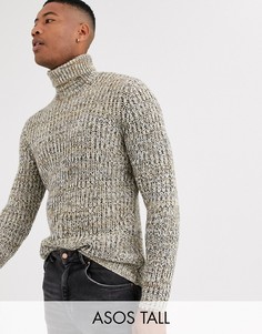 Бежевая водолазка в рубчик из плотного материала ASOS DESIGN Tall-Бежевый