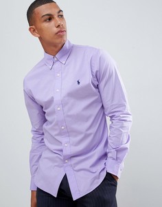 Фиолетовая приталенная рубашка на пуговицах с логотипом Polo Ralph Lauren-Фиолетовый