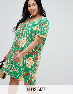 Платье с цветочным принтом Glamorous Curve-Зеленый