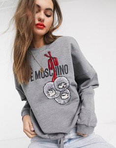 Свитшот с логотипом Love Moschino-Серый