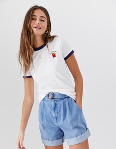 Футболка с окантовкой и принтом \"картофель фри\" Brave Soul-Белый