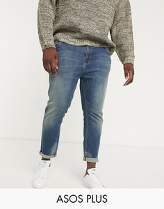 Темные сине-зеленые укороченные джинсы скинни ASOS DESIGN Plus-Синий