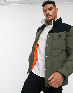 Зеленая дутая куртка с искусственным мехом Jack & Jones Originals-Зеленый