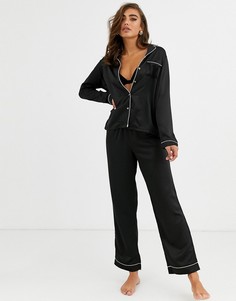 Комбинируемые атласные пижамные брюки черного цвета Loungeable-Черный