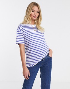 Футболка бойфренда в полоску ASOS DESIGN Maternity-Синий