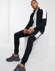 Черная олимпийка от комплекта с белыми полосками по бокам ASOS DESIGN-Черный