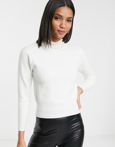 Джемпер кремового цвета с искусственным жемчугом River Island-Кремовый
