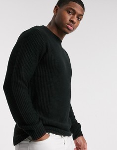 Черный джемпер с вафельным рисунком River Island