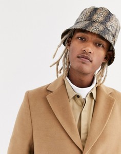 Панама из искусственной кожи со змеиным рисунком ASOS DESIGN-Мульти