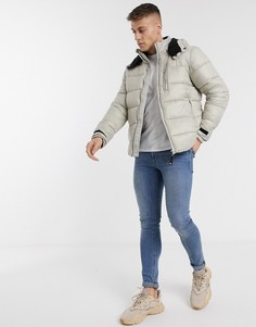 Серая дутая куртка River Island-Серый