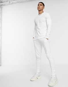 Обтягивающий спортивный костюм белого цвета с карманами на рукавах ASOS DESIGN-Белый