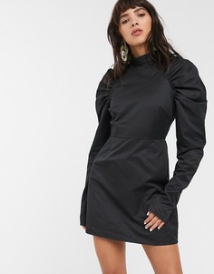 Свободное платье мини с пышными рукавами Glamorous-Черный