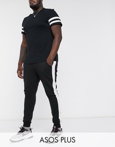 Супероблегающие джоггеры с полосками по бокам ASOS DESIGN Plus-Черный
