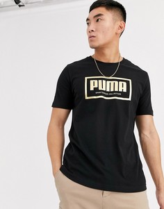 Черная футболка с логотипом металлик Puma-Черный