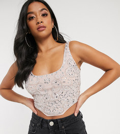 Розовый декорированный топ ASOS DESIGN Petite