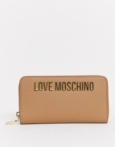 Кошелек на молнии с логотипом Love Moschino-Бежевый