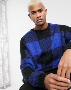 Джемпер в сине-черную клетку ASOS DESIGN-Синий