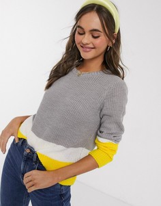 Джемпер в стиле колор блок Brave Soul-Серый