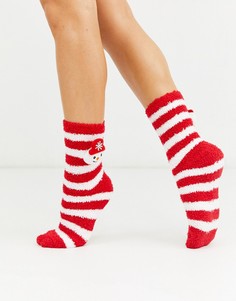 Пушистые носки со снеговиком Brave Soul-Красный