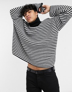 Свободный свитер в черно-белую полоску ASOS DESIGN-Мульти