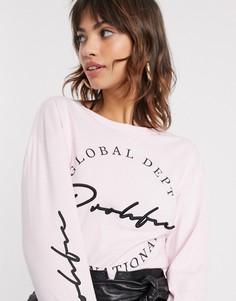 Розовый лонгслив с надписью \"prolific\" River Island